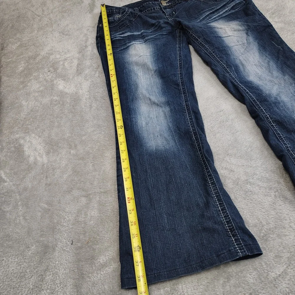 Maurices‎ curvy womens Y2k embroidered bootcut jeans 14 stretch mid rise *HEMMED - Picture 6 of 11